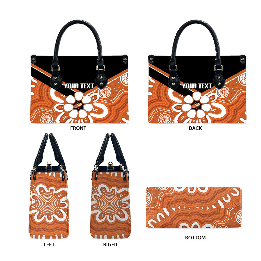 Northern Territory Oztag Custom Leather Bag Seven-Petaled Rose Emblem Indigenous Art