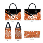 Northern Territory Oztag Custom Leather Bag Seven-Petaled Rose Emblem Indigenous Art
