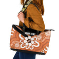 Northern Territory Oztag Custom Leather Tote Bag Seven-Petaled Rose Emblem Indigenous Art