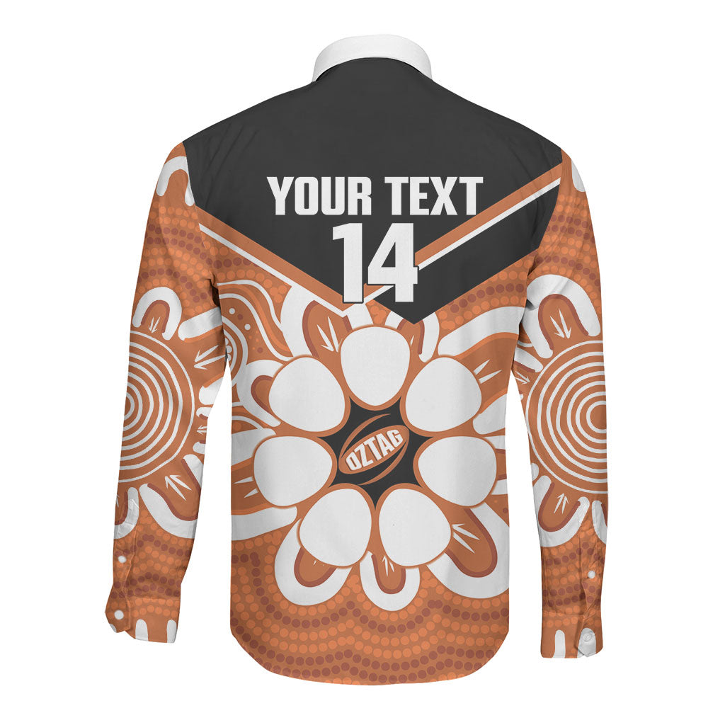 Northern Territory Oztag Custom Long Sleeve Button Shirt Seven-Petaled Rose Emblem Indigenous Art