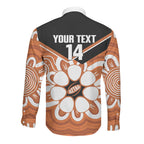 Northern Territory Oztag Custom Long Sleeve Button Shirt Seven-Petaled Rose Emblem Indigenous Art