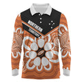 Northern Territory Oztag Custom Long Sleeve Polo Shirt Seven-Petaled Rose Emblem Indigenous Art