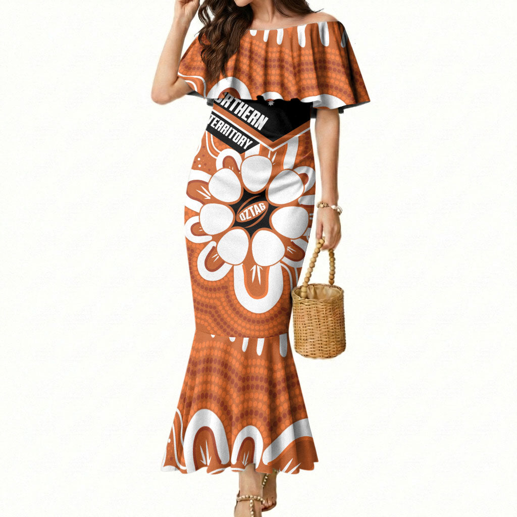 Northern Territory Oztag Custom Mermaid Dress Seven-Petaled Rose Emblem Indigenous Art