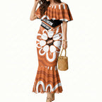 Northern Territory Oztag Custom Mermaid Dress Seven-Petaled Rose Emblem Indigenous Art