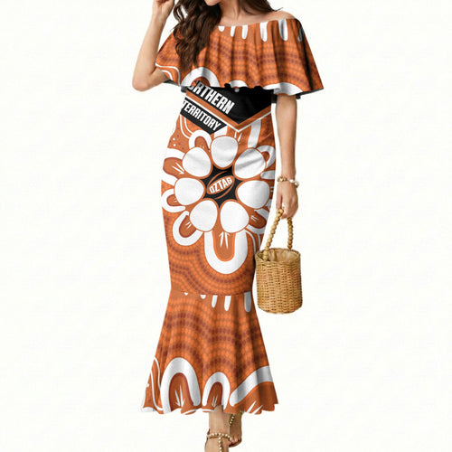 Northern Territory Oztag Custom Mermaid Dress Seven-Petaled Rose Emblem Indigenous Art