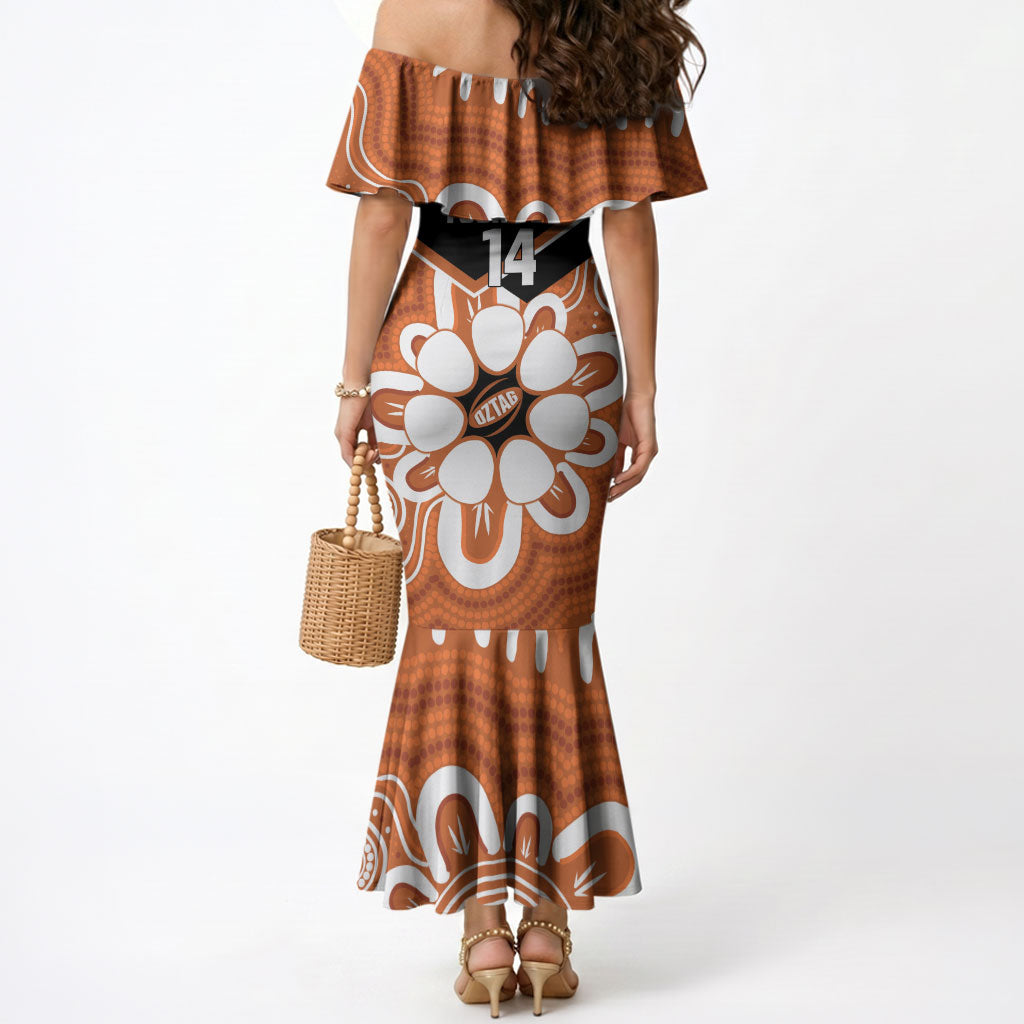 Northern Territory Oztag Custom Mermaid Dress Seven-Petaled Rose Emblem Indigenous Art