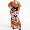 Northern Territory Oztag Custom Off Shoulder Maxi Dress Seven-Petaled Rose Emblem Indigenous Art