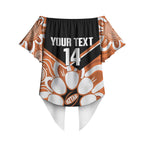 Northern Territory Oztag Custom Off Shoulder Wrap Waist Top Seven-Petaled Rose Emblem Indigenous Art