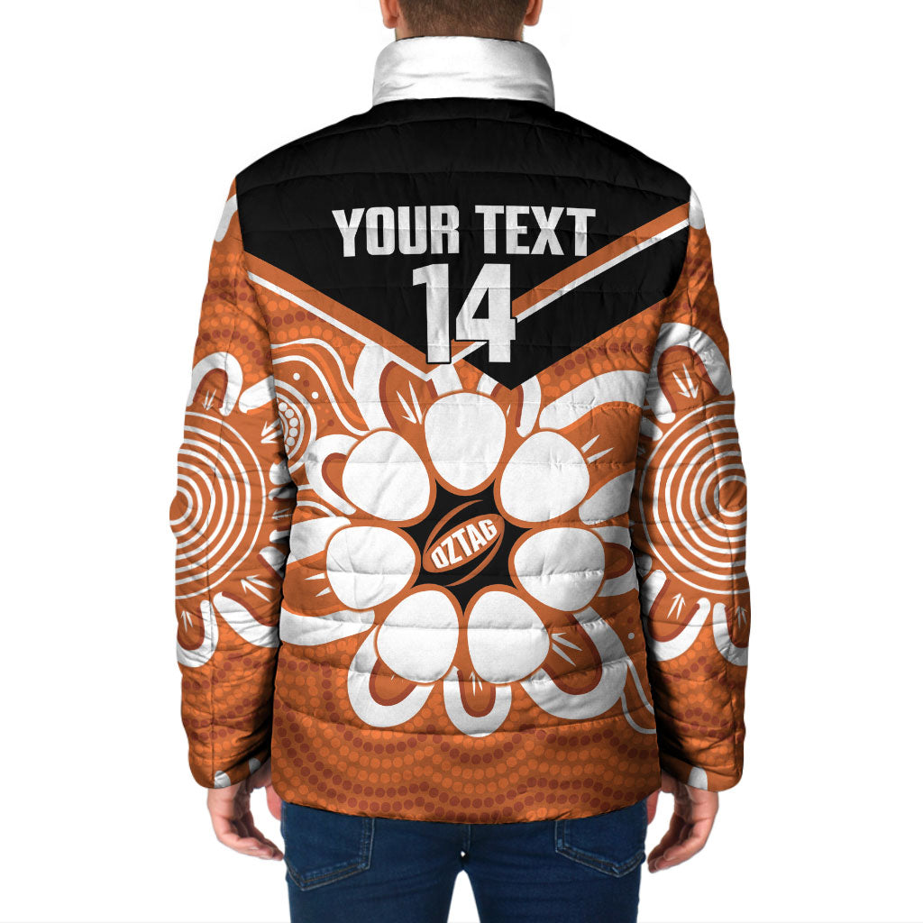 Northern Territory Oztag Custom Padded Jacket Seven-Petaled Rose Emblem Indigenous Art
