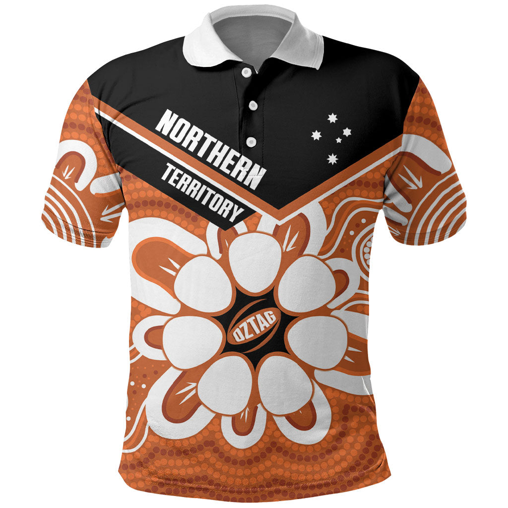 Northern Territory Oztag Custom Polo Shirt Seven-Petaled Rose Emblem Indigenous Art