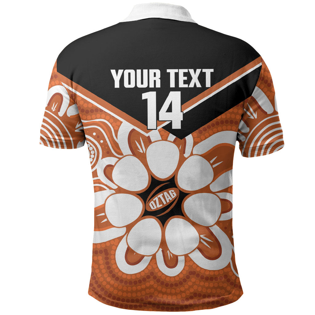 Northern Territory Oztag Custom Polo Shirt Seven-Petaled Rose Emblem Indigenous Art