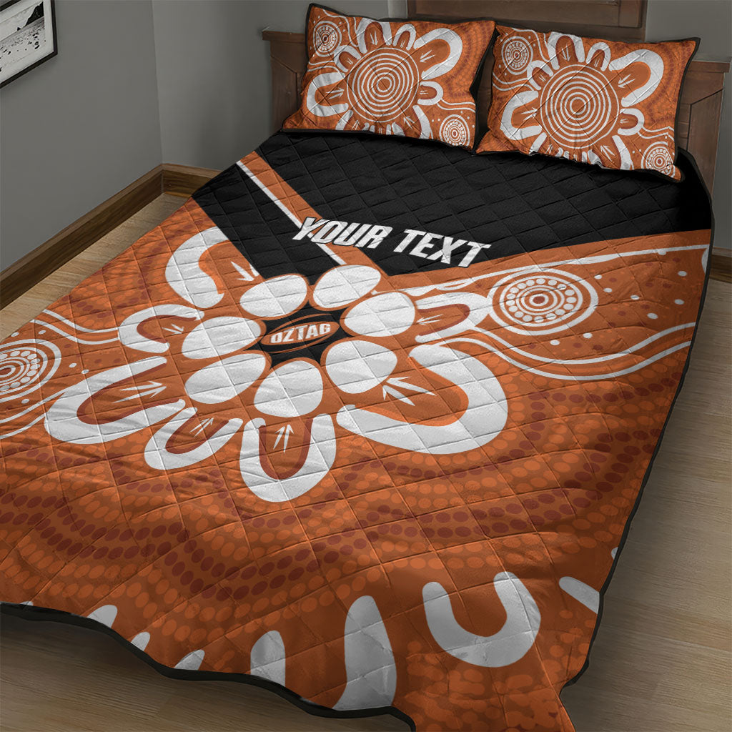 Northern Territory Oztag Custom Quilt Bed Set Seven-Petaled Rose Emblem Indigenous Art