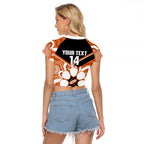 Northern Territory Oztag Custom Raglan Cropped T Shirt Seven-Petaled Rose Emblem Indigenous Art