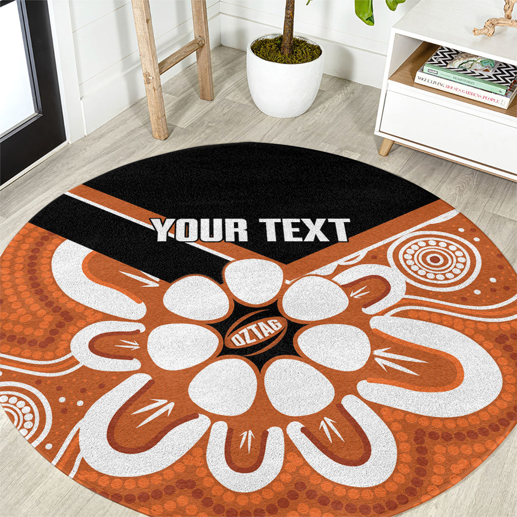 Northern Territory Oztag Custom Round Carpet Seven-Petaled Rose Emblem Indigenous Art