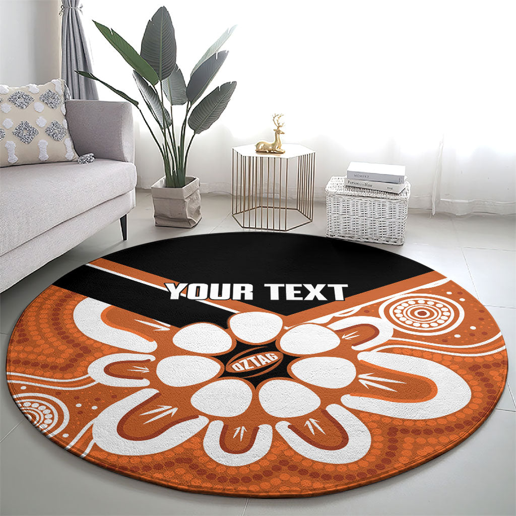 Northern Territory Oztag Custom Round Carpet Seven-Petaled Rose Emblem Indigenous Art