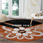 Northern Territory Oztag Custom Round Carpet Seven-Petaled Rose Emblem Indigenous Art
