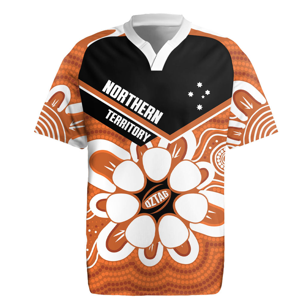 Northern Territory Oztag Custom Rugby Jersey Seven-Petaled Rose Emblem Indigenous Art