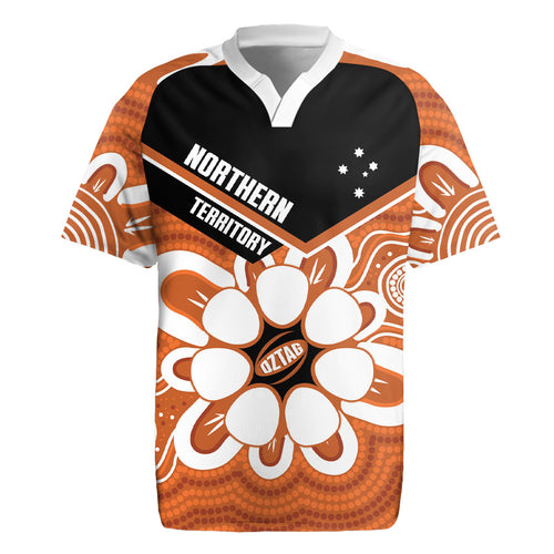Northern Territory Oztag Custom Rugby Jersey Seven-Petaled Rose Emblem Indigenous Art
