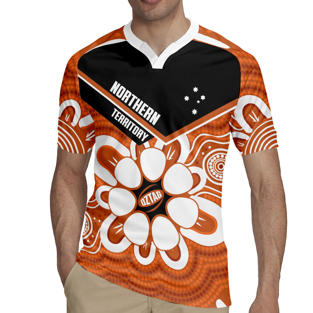 Northern Territory Oztag Custom Rugby Jersey Seven-Petaled Rose Emblem Indigenous Art