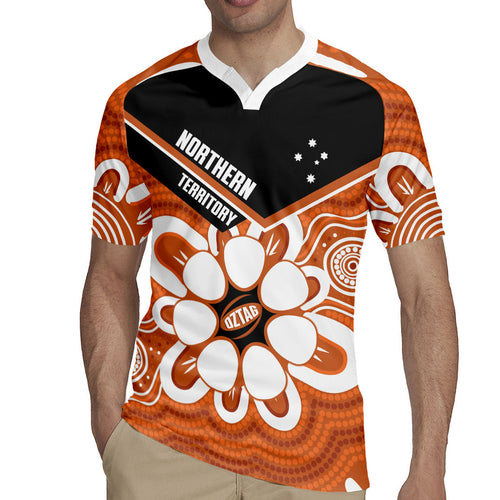 Northern Territory Oztag Custom Rugby Jersey Seven-Petaled Rose Emblem Indigenous Art