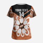 Northern Territory Oztag Custom Scrub Top Seven-Petaled Rose Emblem Indigenous Art