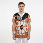 Northern Territory Oztag Custom Scrub Top Seven-Petaled Rose Emblem Indigenous Art