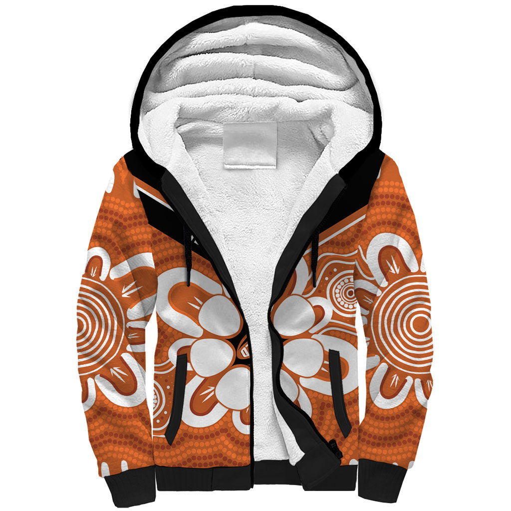 Northern Territory Oztag Custom Sherpa Hoodie Seven-Petaled Rose Emblem Indigenous Art