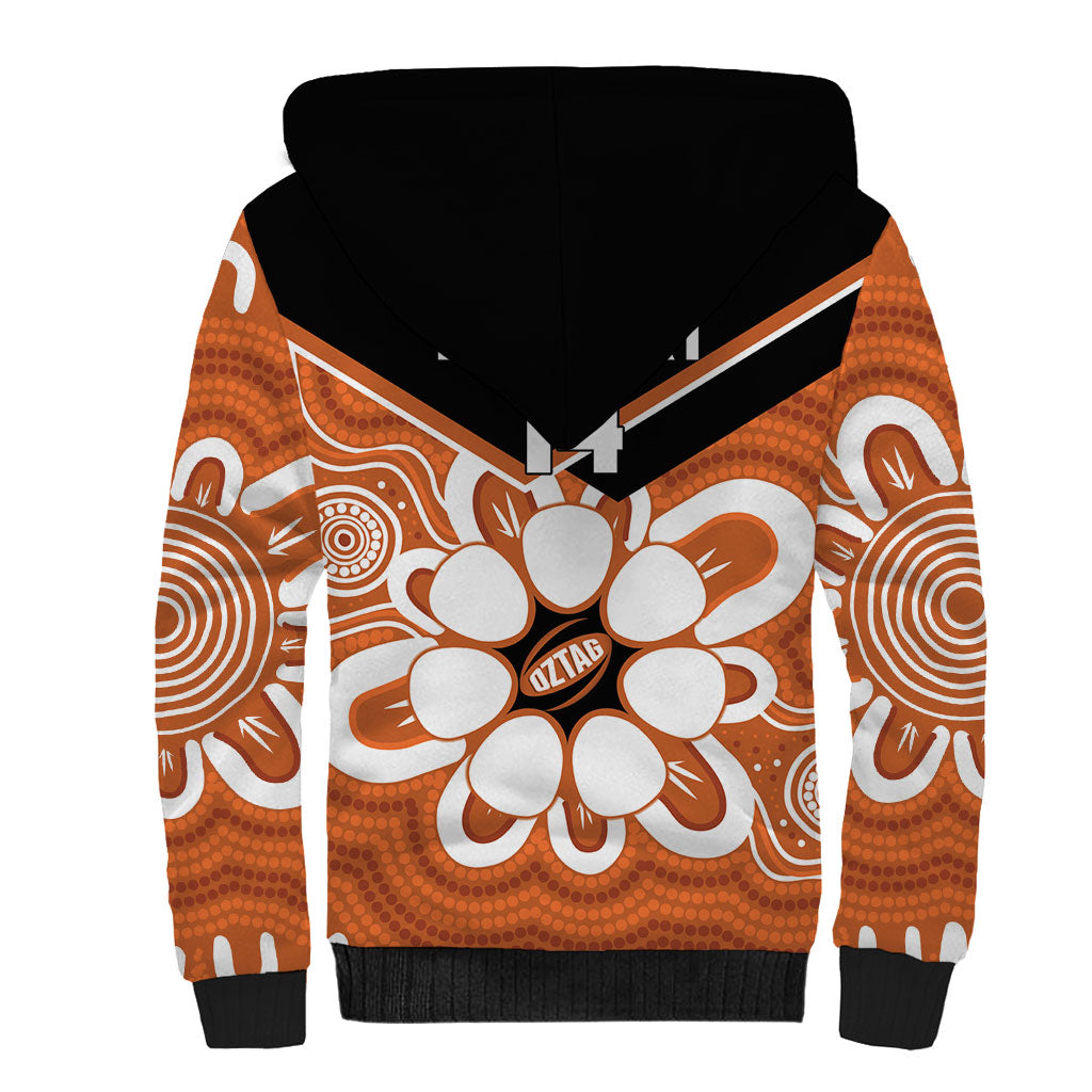 Northern Territory Oztag Custom Sherpa Hoodie Seven-Petaled Rose Emblem Indigenous Art