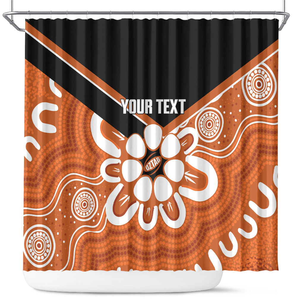 Northern Territory Oztag Custom Shower Curtain Seven-Petaled Rose Emblem Indigenous Art