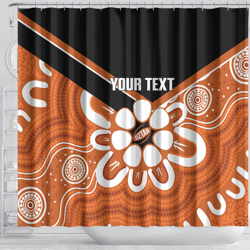 Northern Territory Oztag Custom Shower Curtain Seven-Petaled Rose Emblem Indigenous Art
