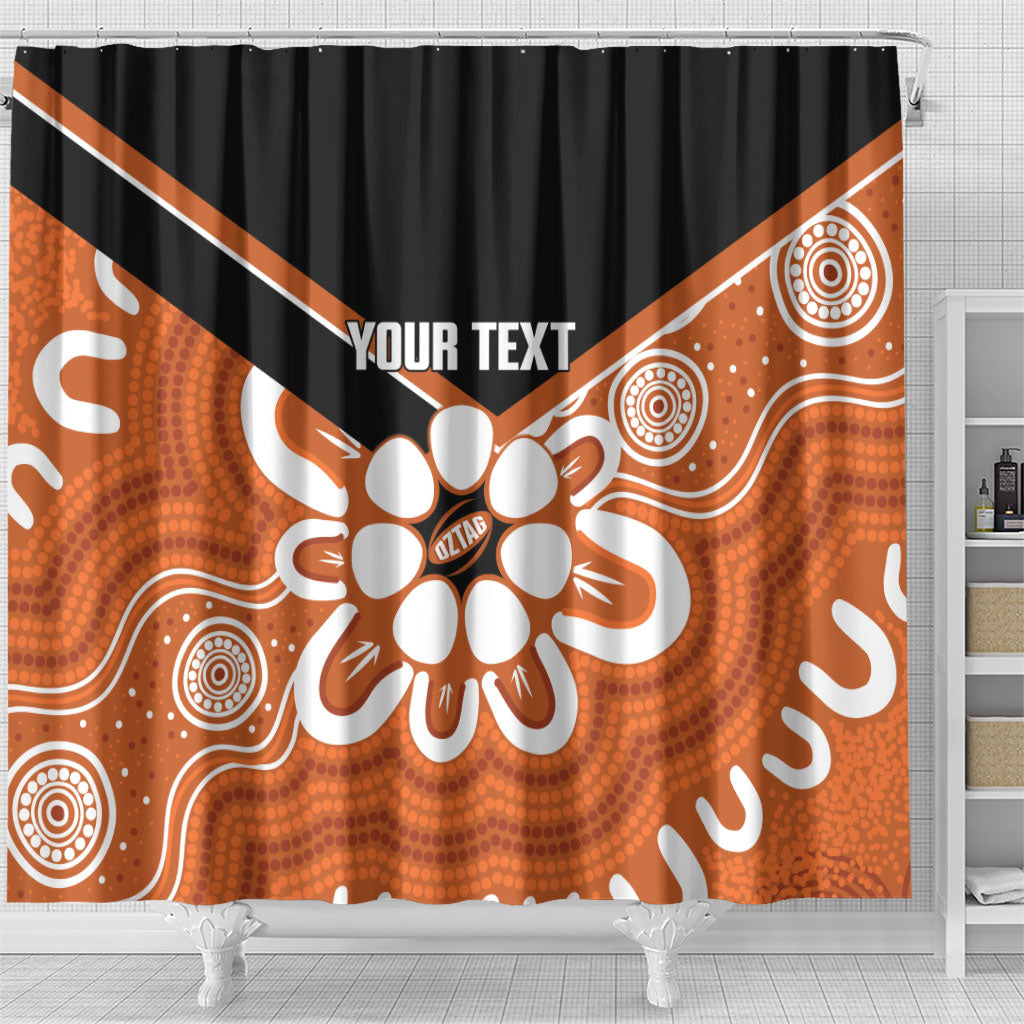Northern Territory Oztag Custom Shower Curtain Seven-Petaled Rose Emblem Indigenous Art