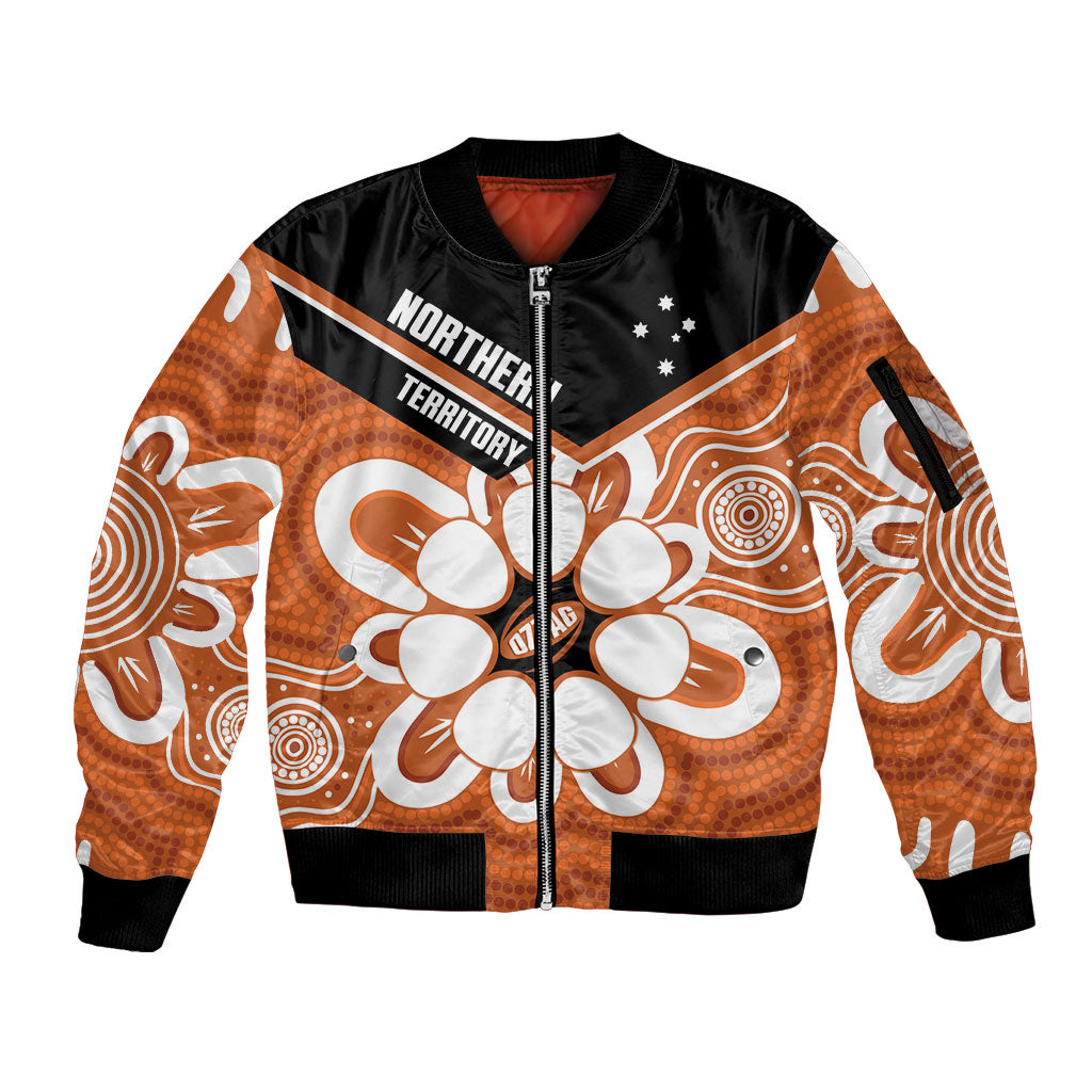 Northern Territory Oztag Custom Sleeve Zip Bomber Jacket Seven-Petaled Rose Emblem Indigenous Art