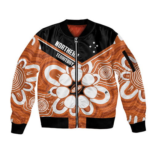Northern Territory Oztag Custom Sleeve Zip Bomber Jacket Seven-Petaled Rose Emblem Indigenous Art