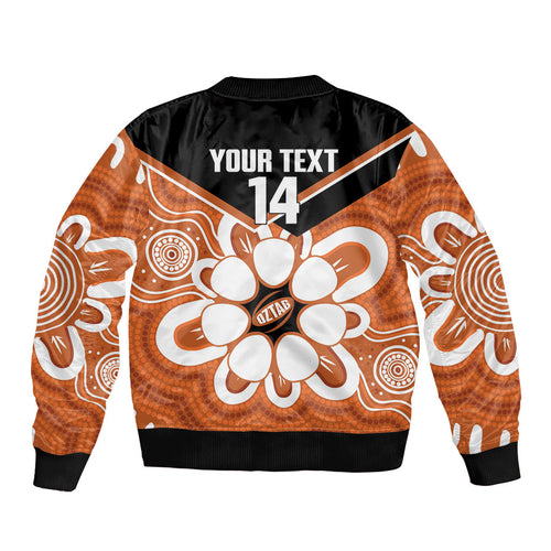 Northern Territory Oztag Custom Sleeve Zip Bomber Jacket Seven-Petaled Rose Emblem Indigenous Art