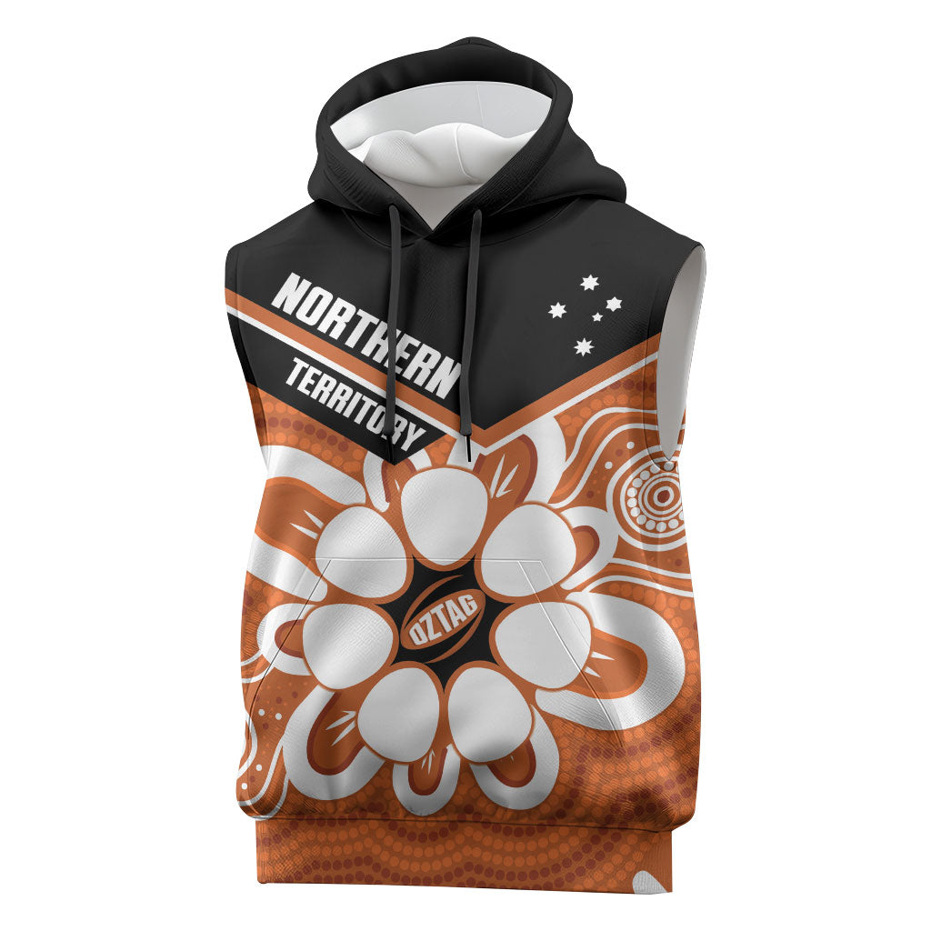 Northern Territory Oztag Custom Sleeveless Hoodie Seven-Petaled Rose Emblem Indigenous Art