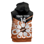 Northern Territory Oztag Custom Sleeveless Hoodie Seven-Petaled Rose Emblem Indigenous Art