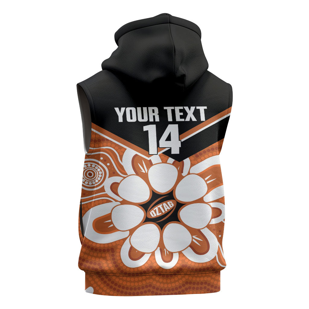 Northern Territory Oztag Custom Sleeveless Hoodie Seven-Petaled Rose Emblem Indigenous Art