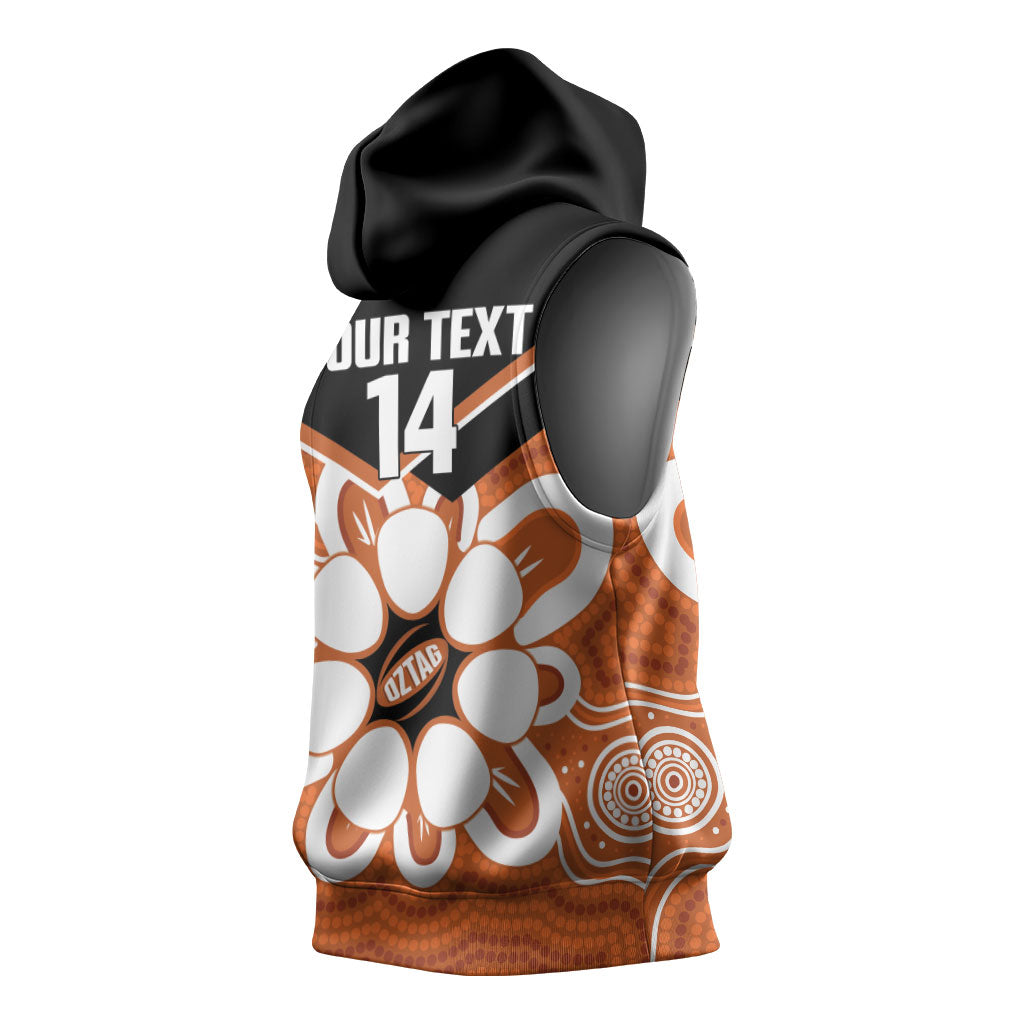 Northern Territory Oztag Custom Sleeveless Hoodie Seven-Petaled Rose Emblem Indigenous Art