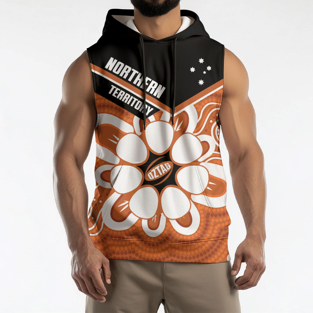 Northern Territory Oztag Custom Sleeveless Hoodie Seven-Petaled Rose Emblem Indigenous Art