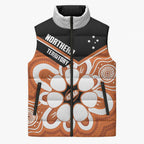 Northern Territory Oztag Custom Sleeveless Puffer Jacket Seven-Petaled Rose Emblem Indigenous Art