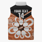 Northern Territory Oztag Custom Sleeveless Puffer Jacket Seven-Petaled Rose Emblem Indigenous Art