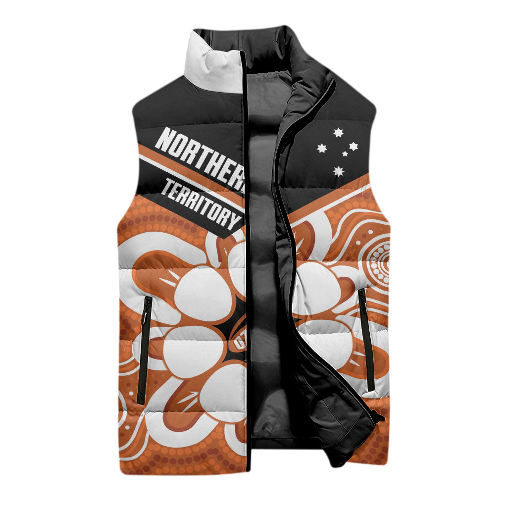 Northern Territory Oztag Custom Sleeveless Puffer Jacket Seven-Petaled Rose Emblem Indigenous Art
