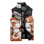 Northern Territory Oztag Custom Sleeveless Puffer Jacket Seven-Petaled Rose Emblem Indigenous Art