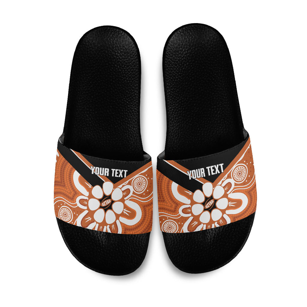 Northern Territory Oztag Custom Slide Sandals Seven-Petaled Rose Emblem Indigenous Art