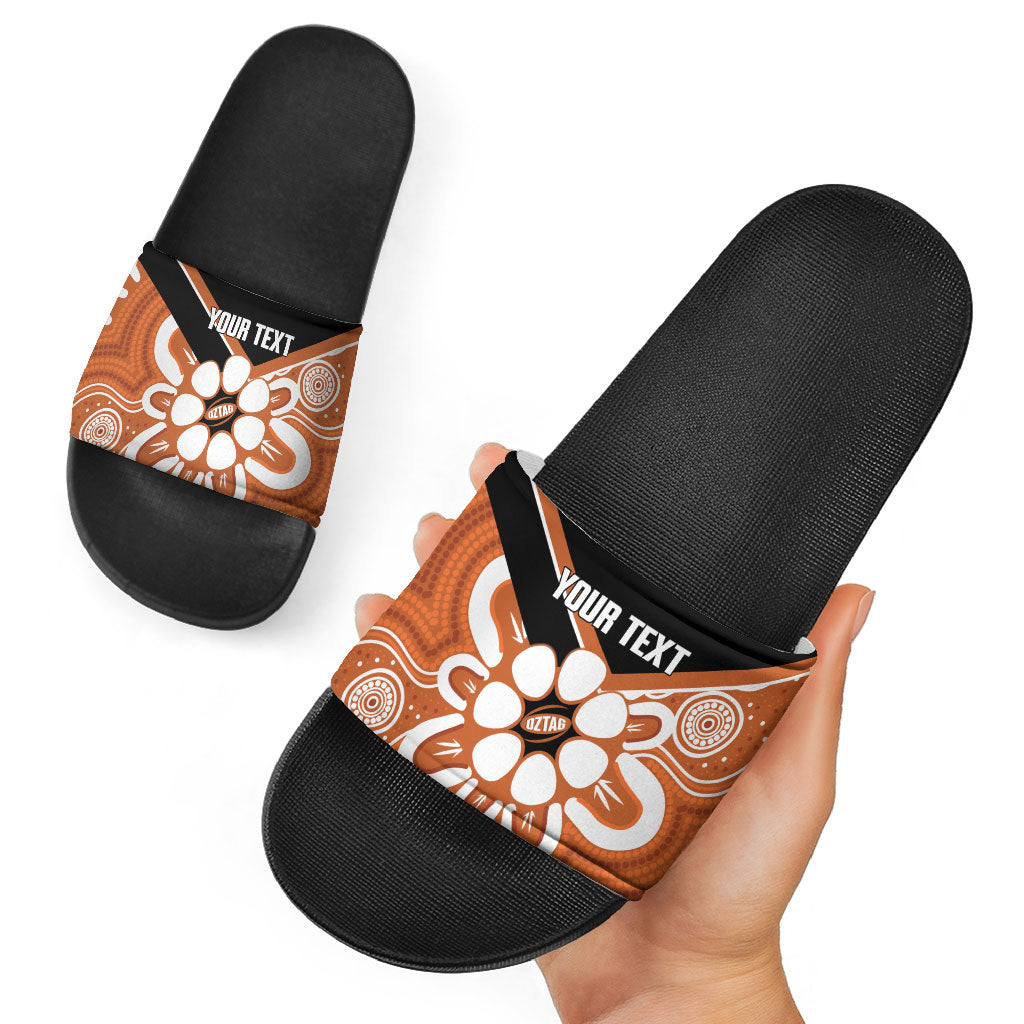 Northern Territory Oztag Custom Slide Sandals Seven-Petaled Rose Emblem Indigenous Art