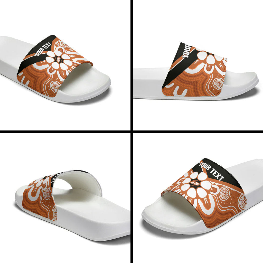 Northern Territory Oztag Custom Slide Sandals Seven-Petaled Rose Emblem Indigenous Art