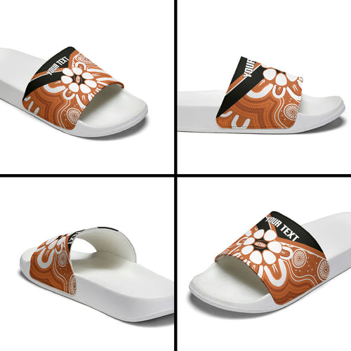 Northern Territory Oztag Custom Slide Sandals Seven-Petaled Rose Emblem Indigenous Art