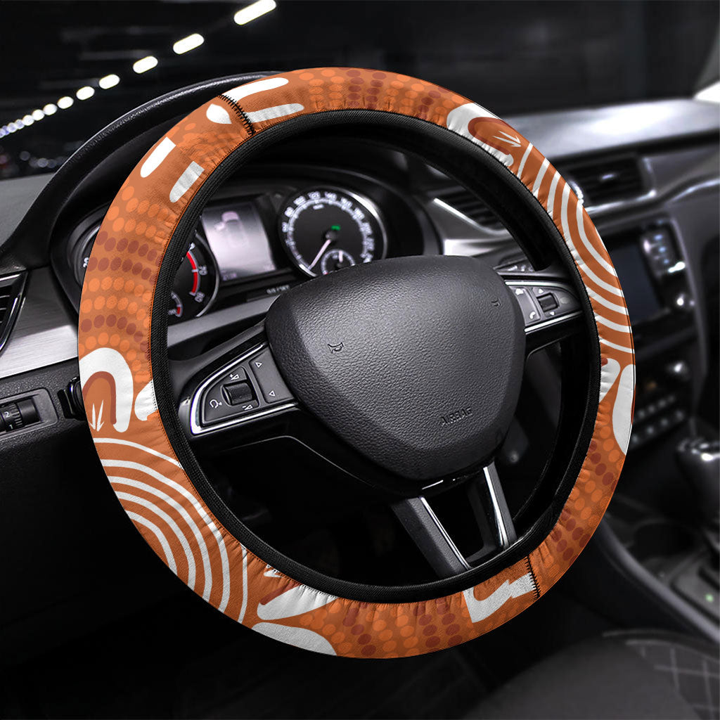 Northern Territory Oztag Steering Wheel Cover Seven-Petaled Rose Emblem Indigenous Art