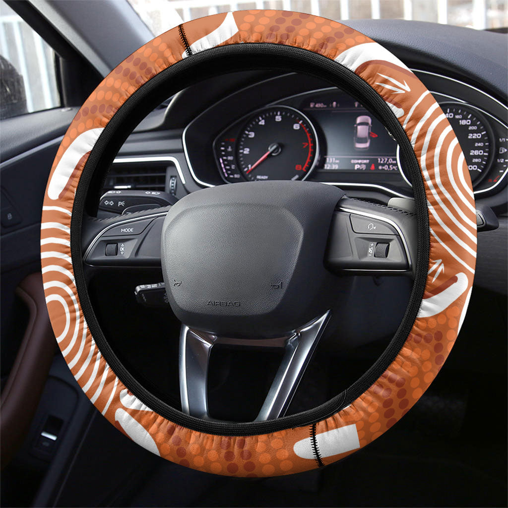 Northern Territory Oztag Steering Wheel Cover Seven-Petaled Rose Emblem Indigenous Art