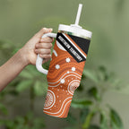 Northern Territory Oztag Tumbler With Handle Seven-Petaled Rose Emblem Indigenous Art